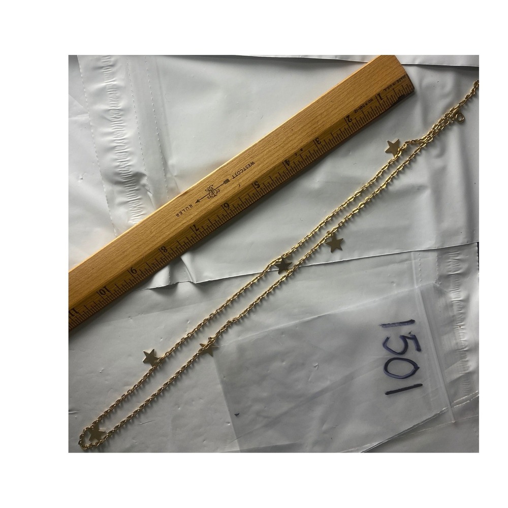 Gold Tone Star Charm Chain Necklace Dainty Layering Jewelry